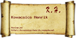 Kovacsics Henrik névjegykártya